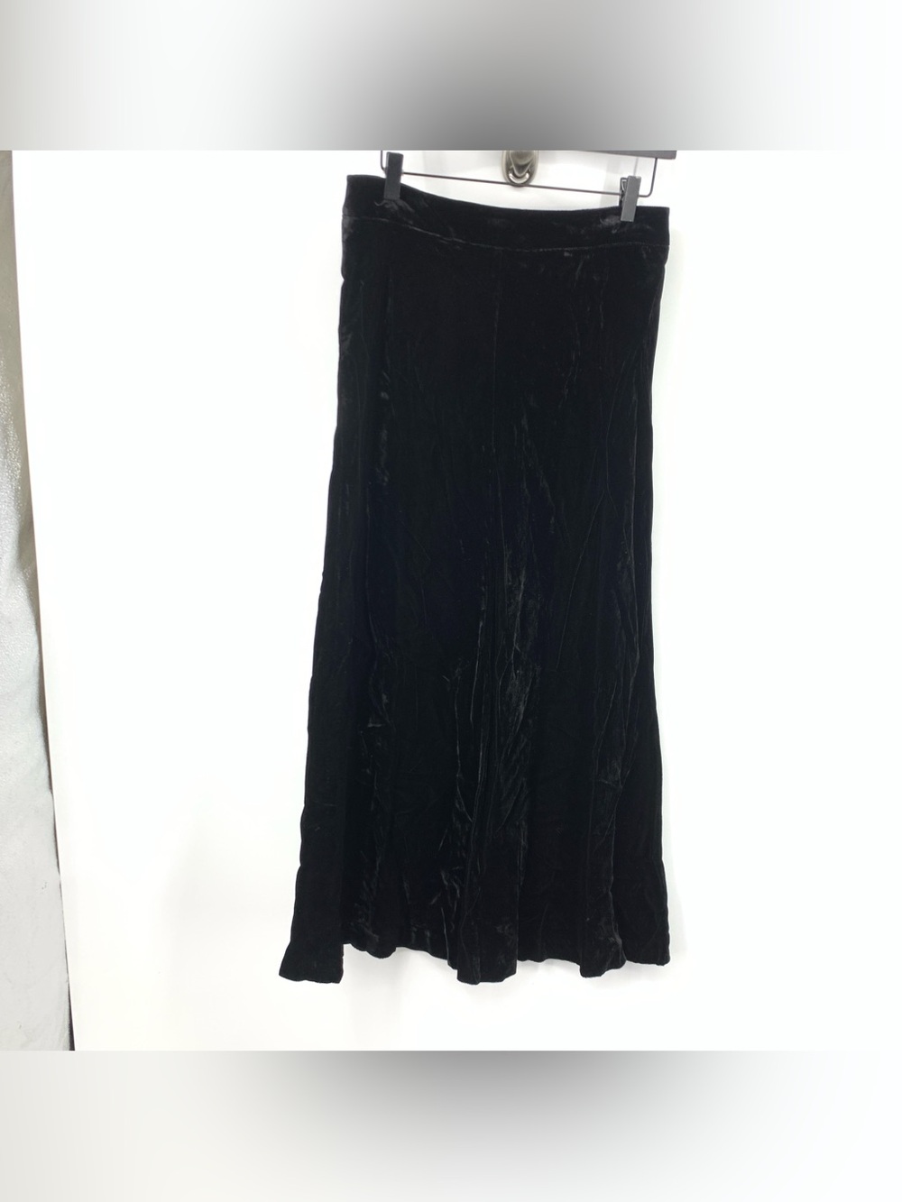 J Jill Women Size 8 Medium Skirt Black Velvet Velour Long Midi Flare High Rise